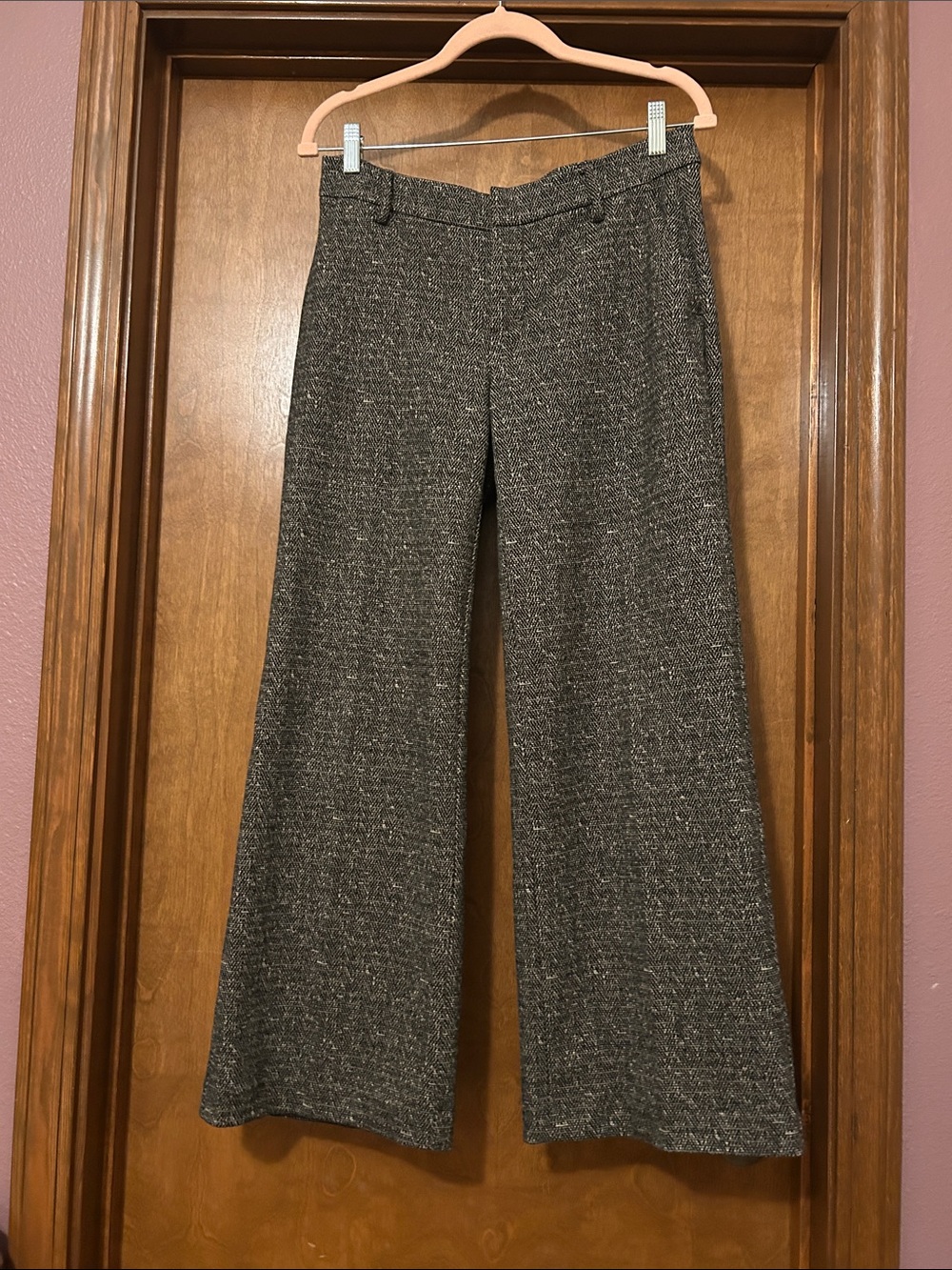 Liverpool Wide-Leg Tweed Pants - Charcoal